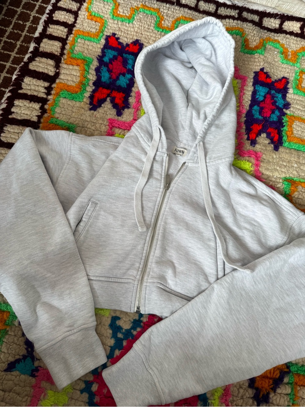 Form Athletics NYC Cropped Hoodie Gray Red Logo S - Picture 3 of 8